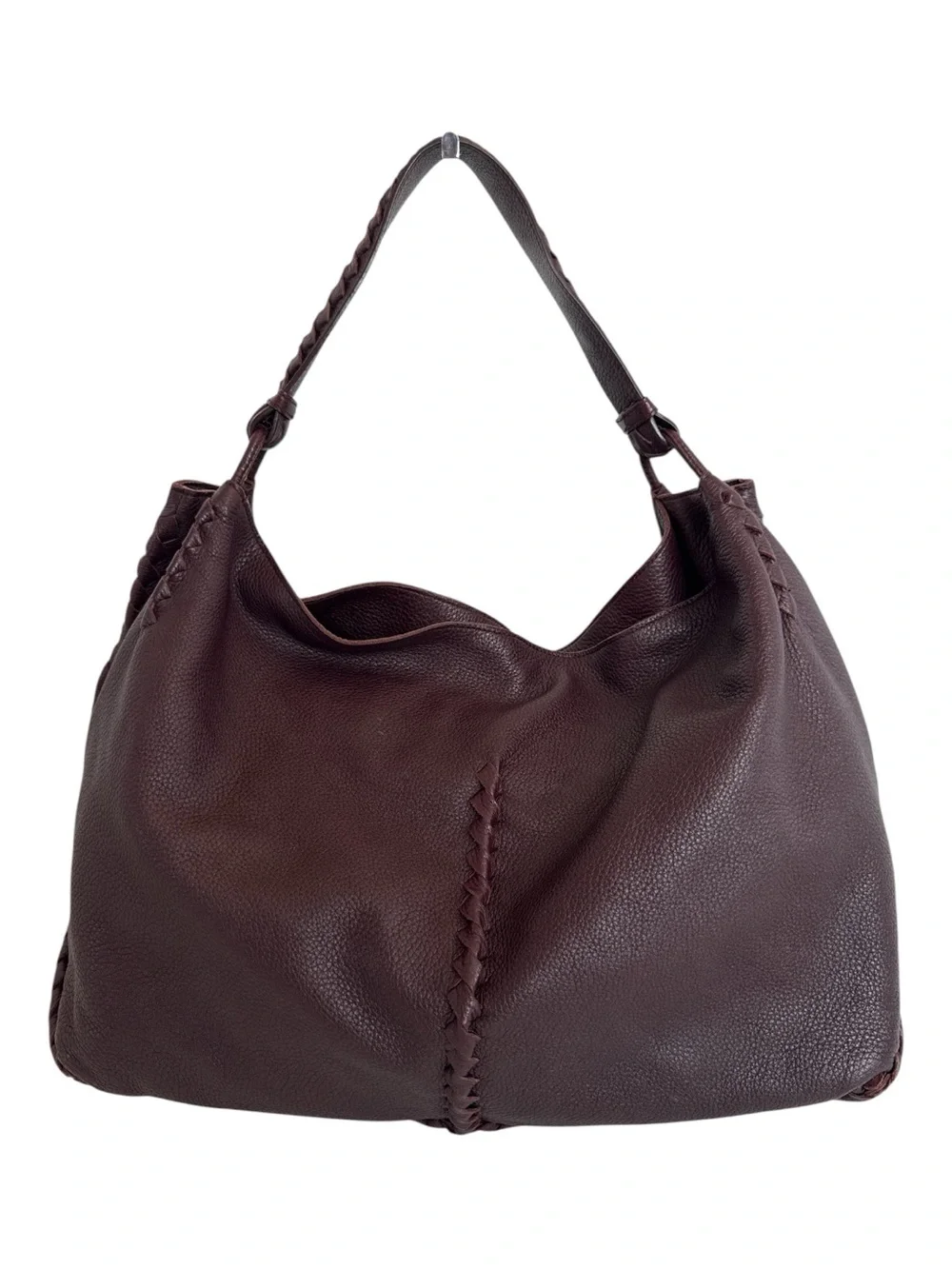 Bottega Veneta Intrecciato Cervo Leather Hobo Shoulder Bag - Burgundy